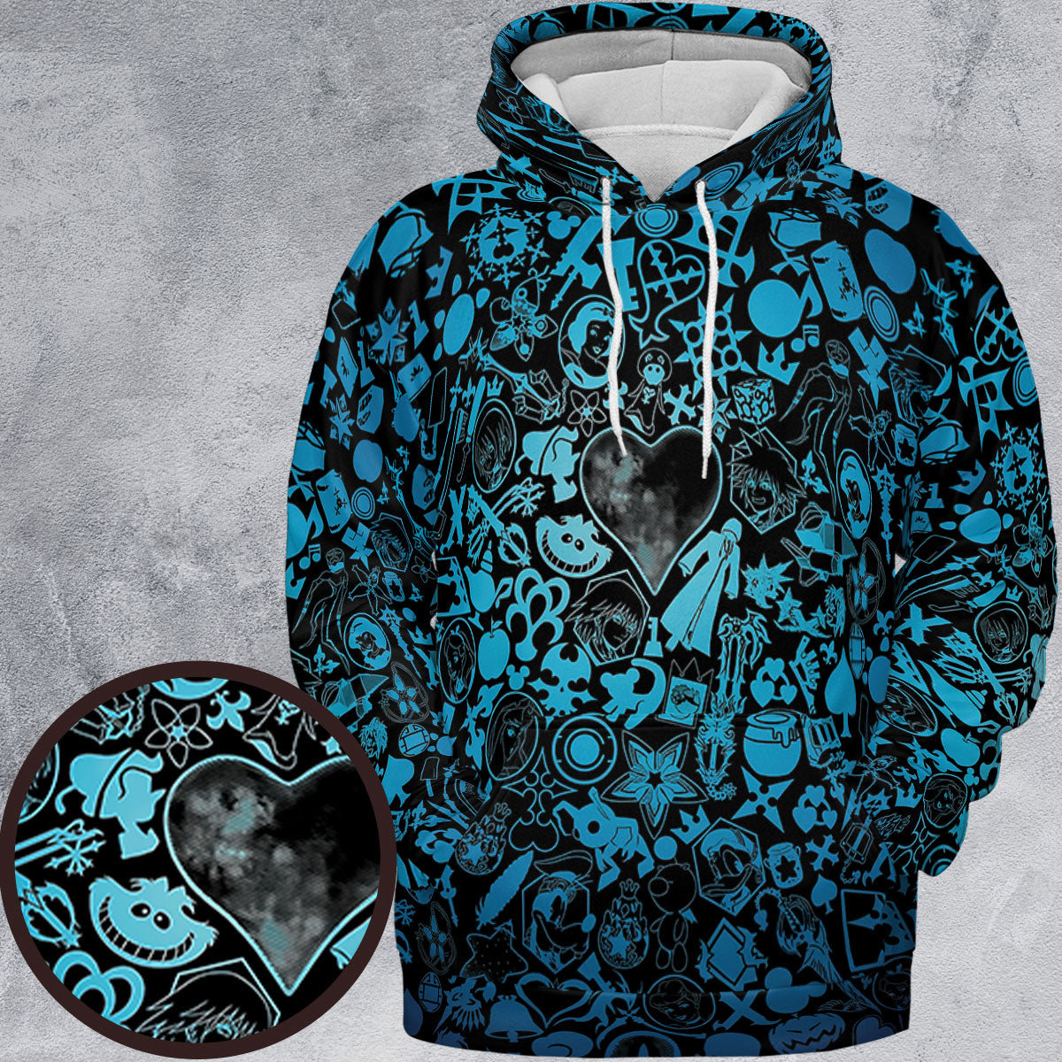 Blue Key Heart Kingdom Hearts All-over Print Hoodie