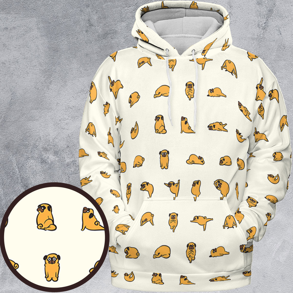 Pug Hot Yoga Pattern All-over Print Hoodie