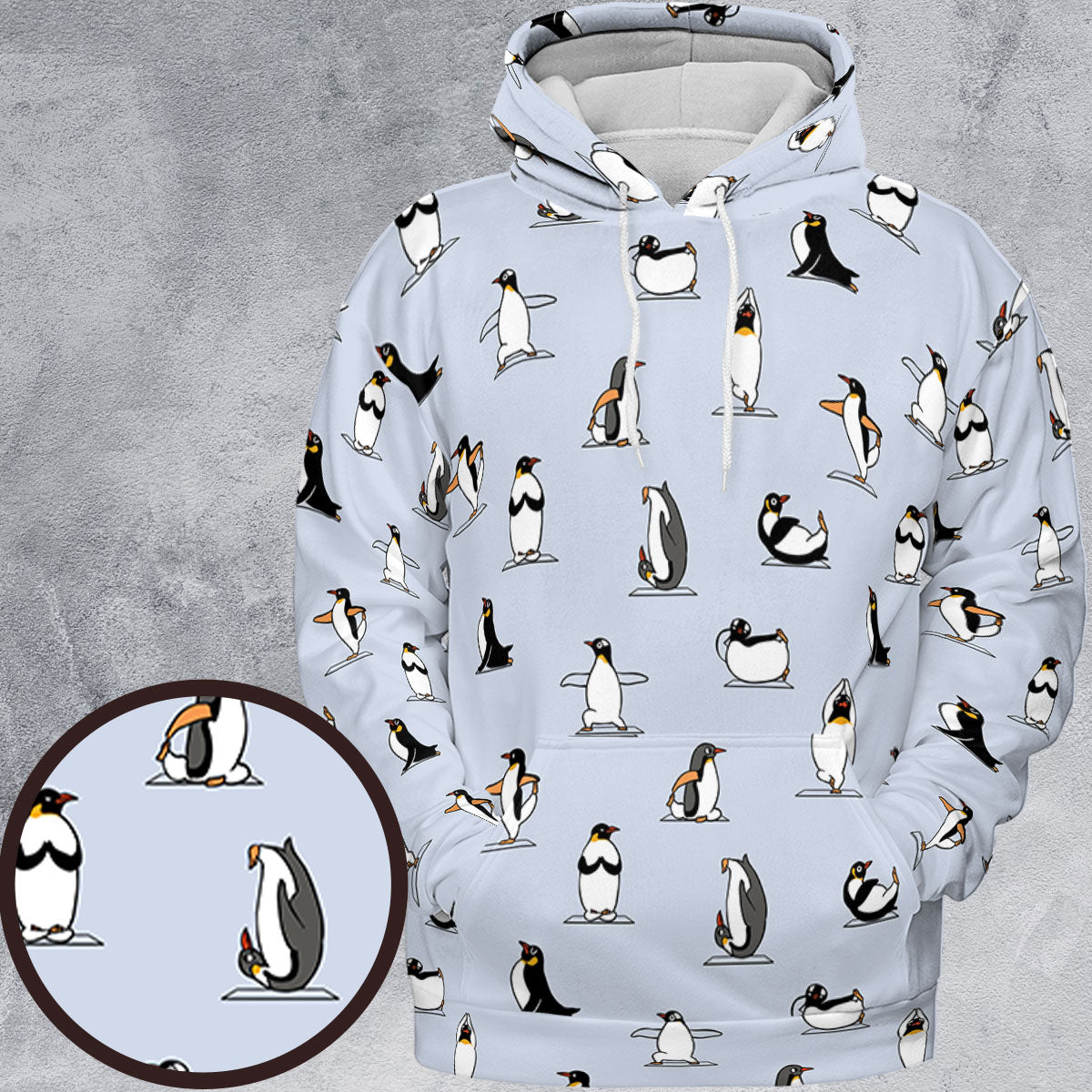 Penguin Yoga Pattern All-over Print Hoodie