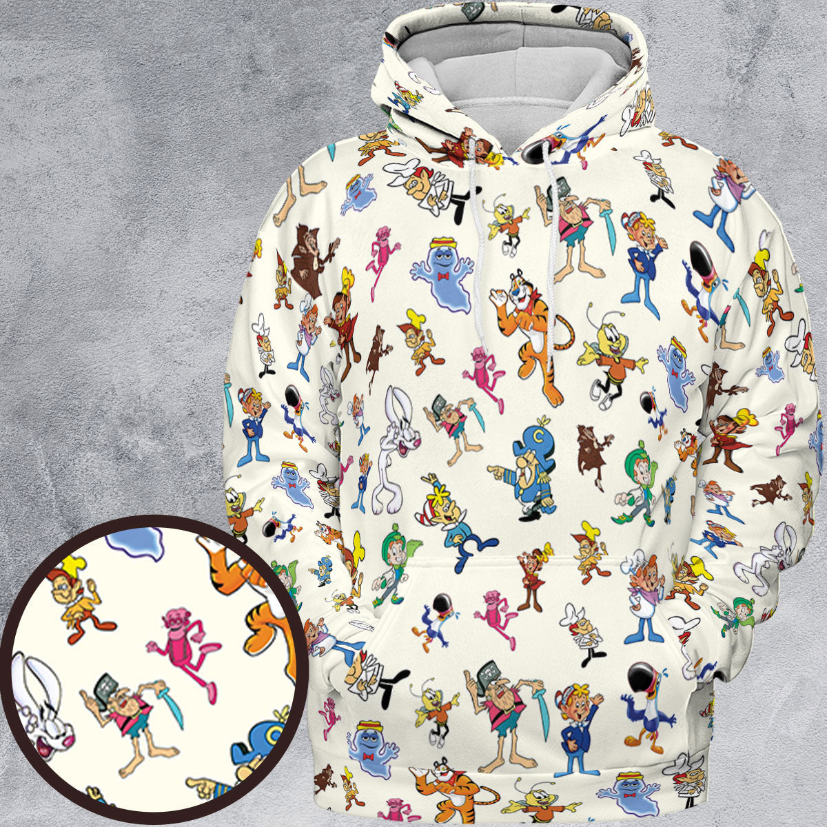 80s 90s Commercial Mascot Cereal All-over Print Hoodie
