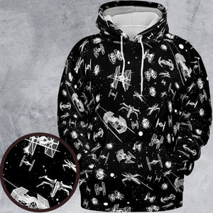 Space Ship Battle Star Wars All-over Print Hoodie