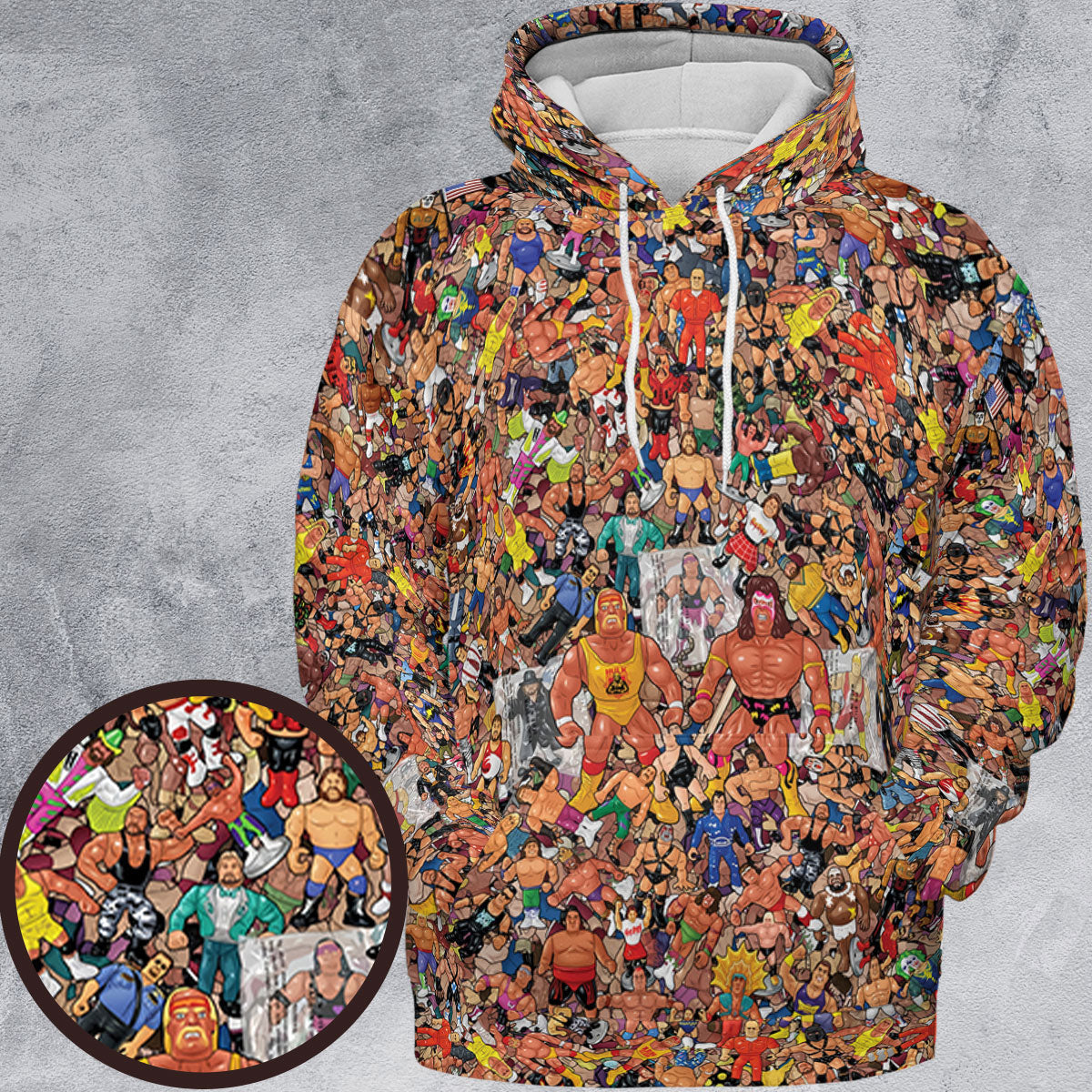 Wrestling Hulk Hogan and Buddies Figures All-over Print Hoodie