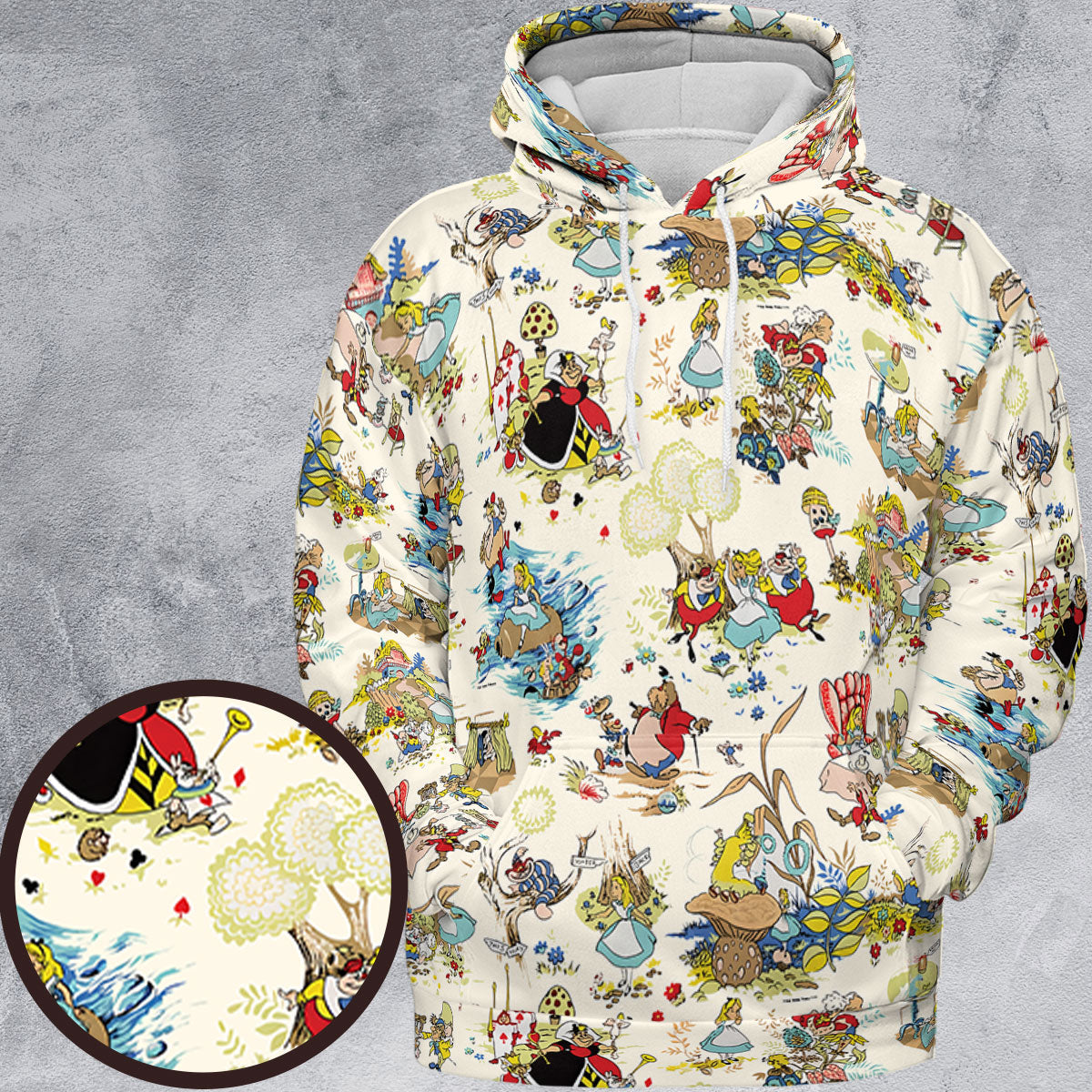 Alice In Wonderland Pattern All-over Print Hoodie