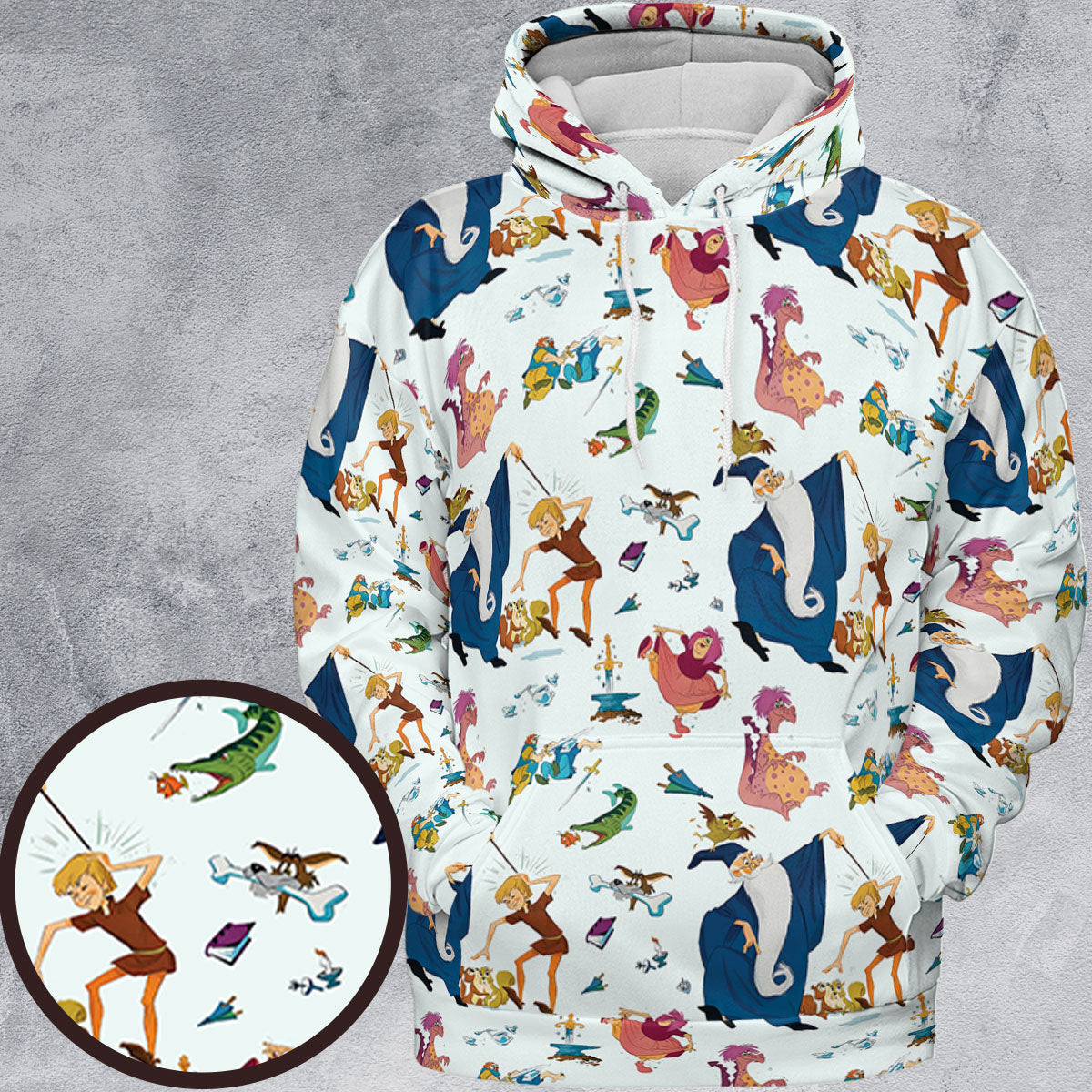 Sword in the Stone Pattern All-over Print Hoodie