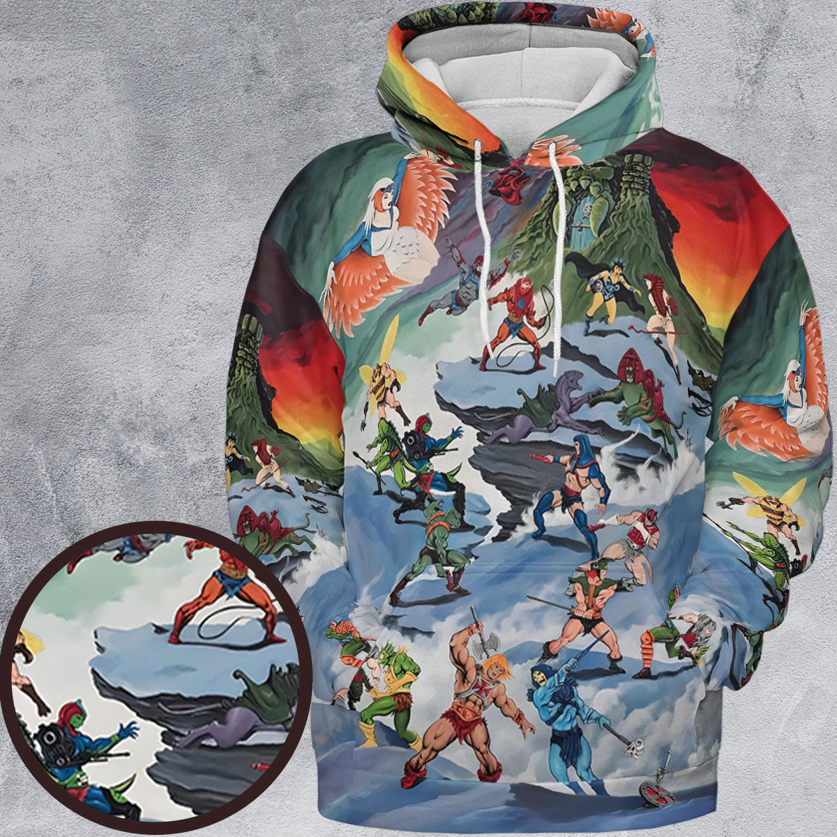 MOTU Castle Grayskull Battle All-over Print Hoodie