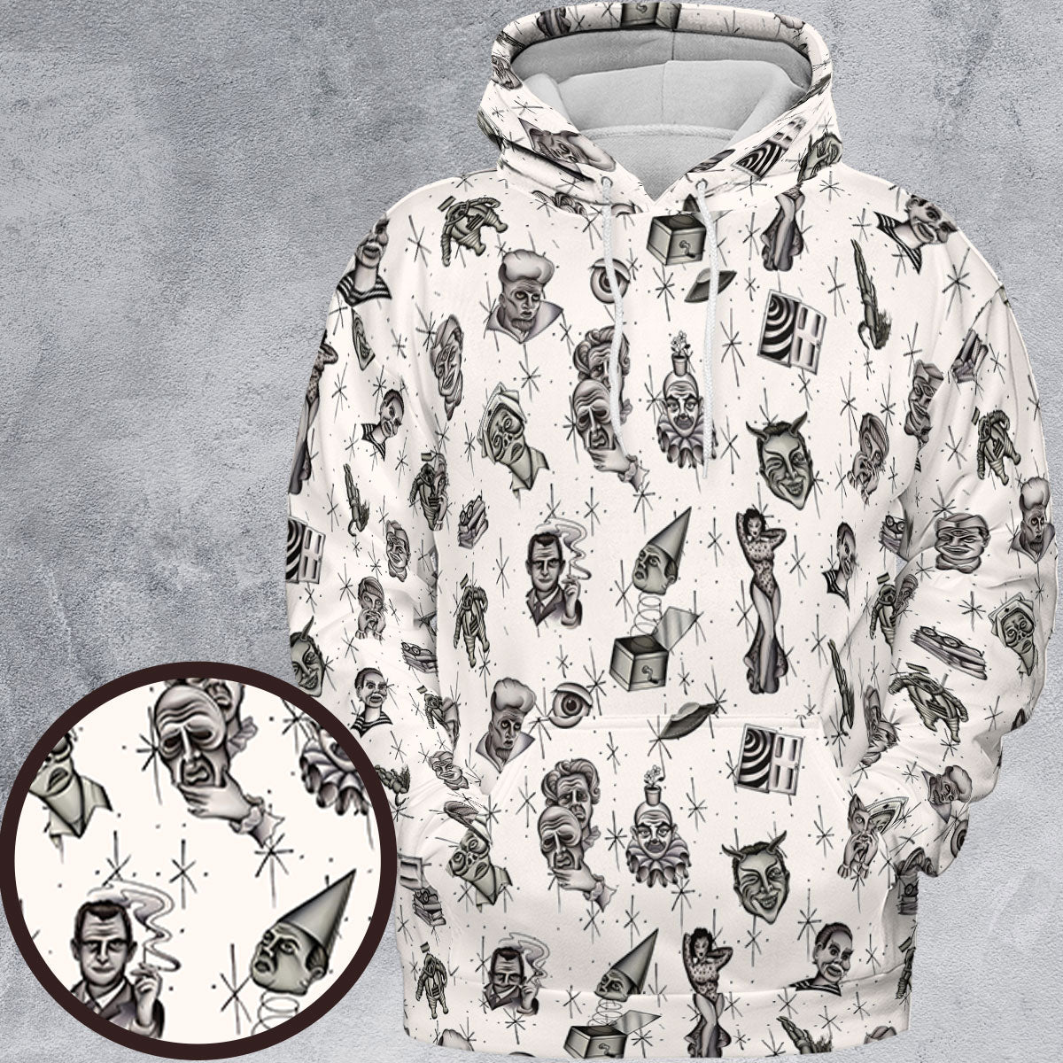 The Twilight Zone Characters Pattern All-over Print Hoodie