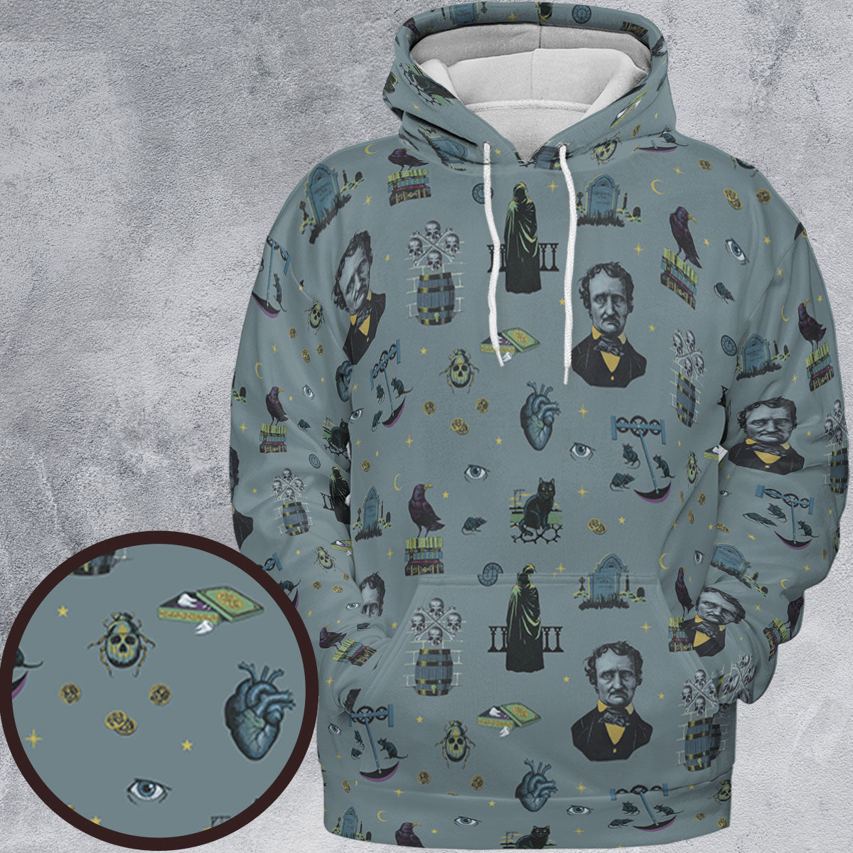 The Dark Themed Edgar Allan Poe All-over Print Hoodie
