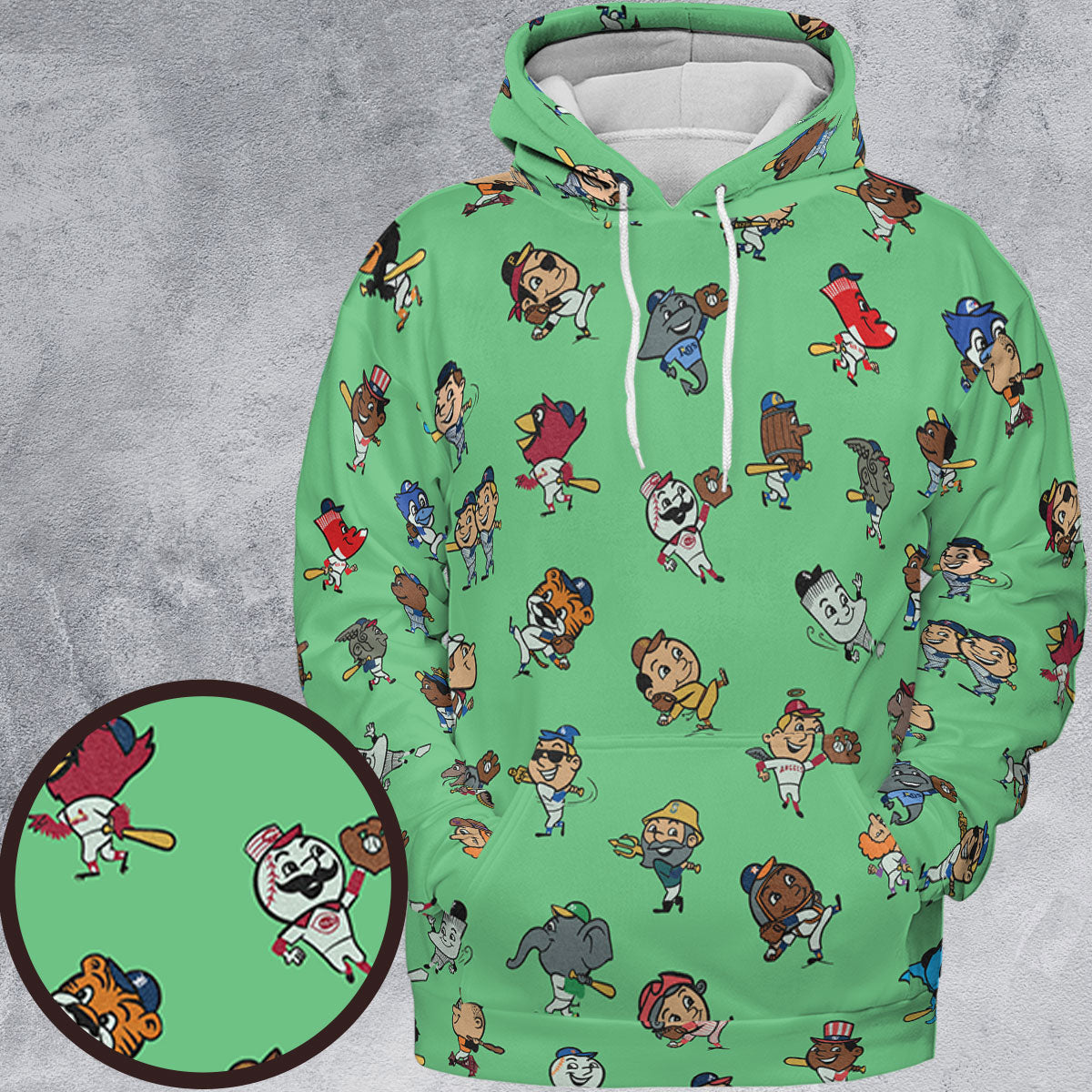 Baseball Mascot Pattern All-over Print Hoodie