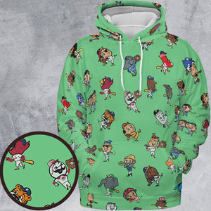 Baseball Mascot Pattern All-over Print Hoodie