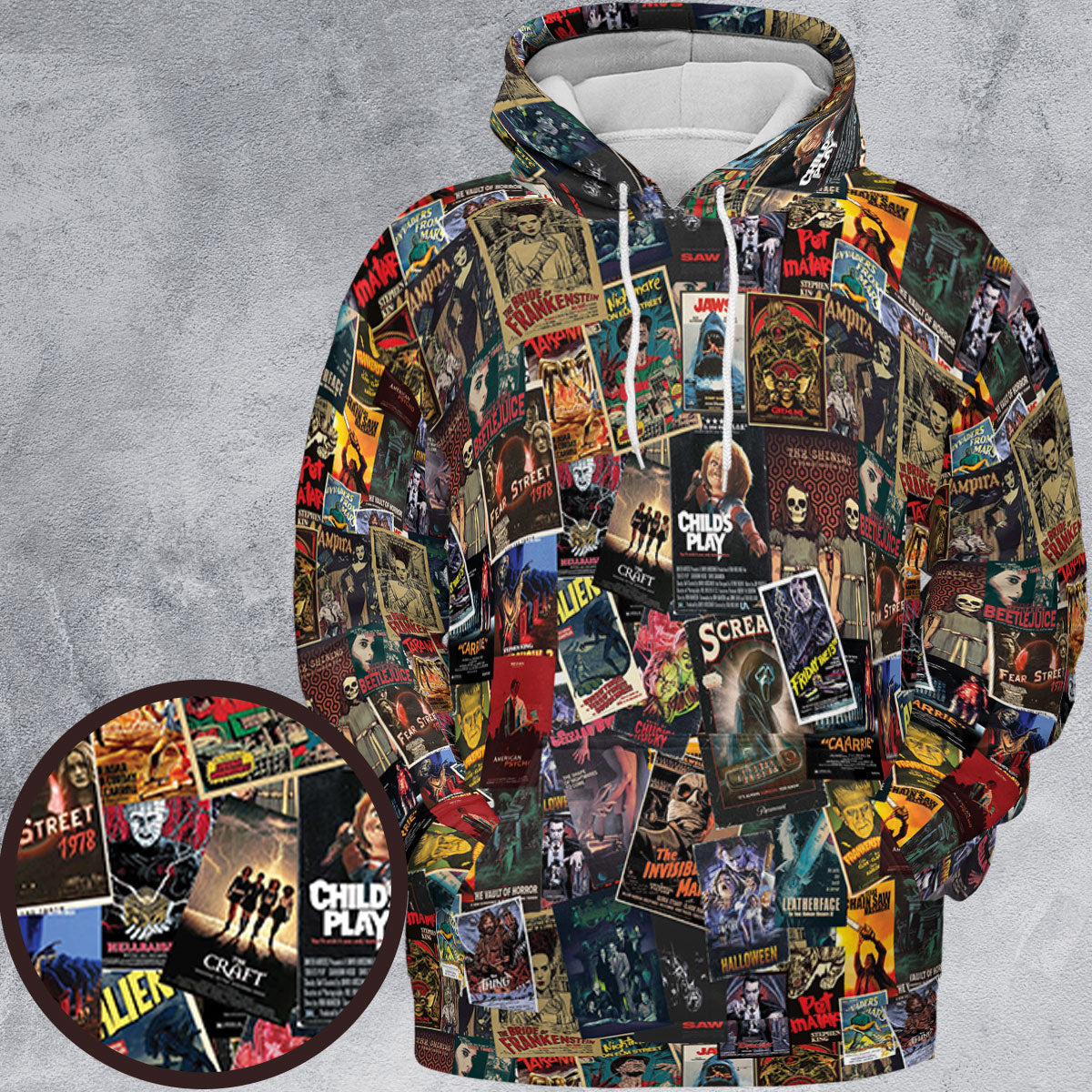 Vintage Horror Pattern All-over Print Hoodie