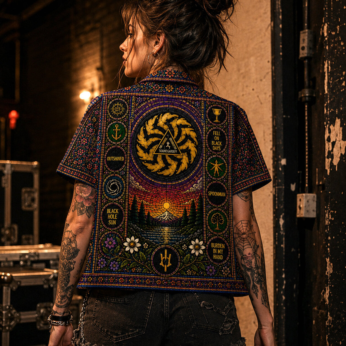 Soundgarden Hawaiian Shirt, Superunknown Grunge Button Up, Black Hole Sun Music Fan Gift