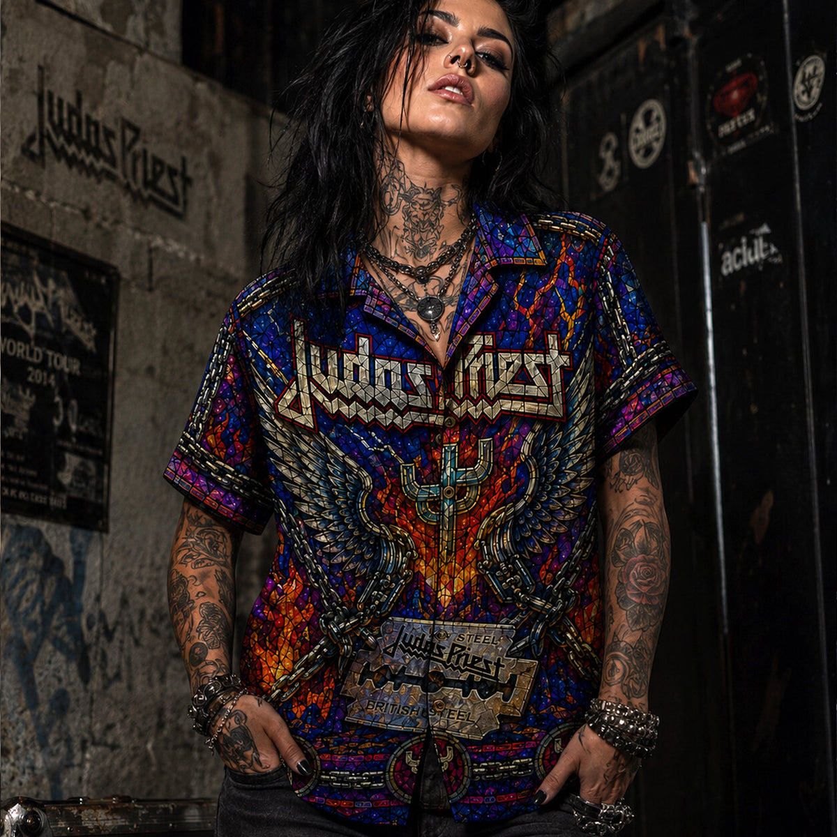 Judas Priest Hawaiian Shirt, Painkiller British Metal Button Up, Breaking the Law Fan Gift