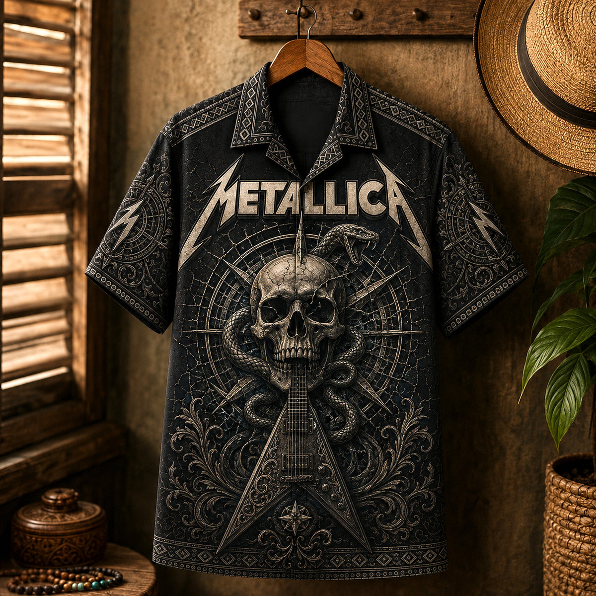 Metallica Hawaiian Shirt, Ride the Lightning Button Up, Creeping Death Fan Gift