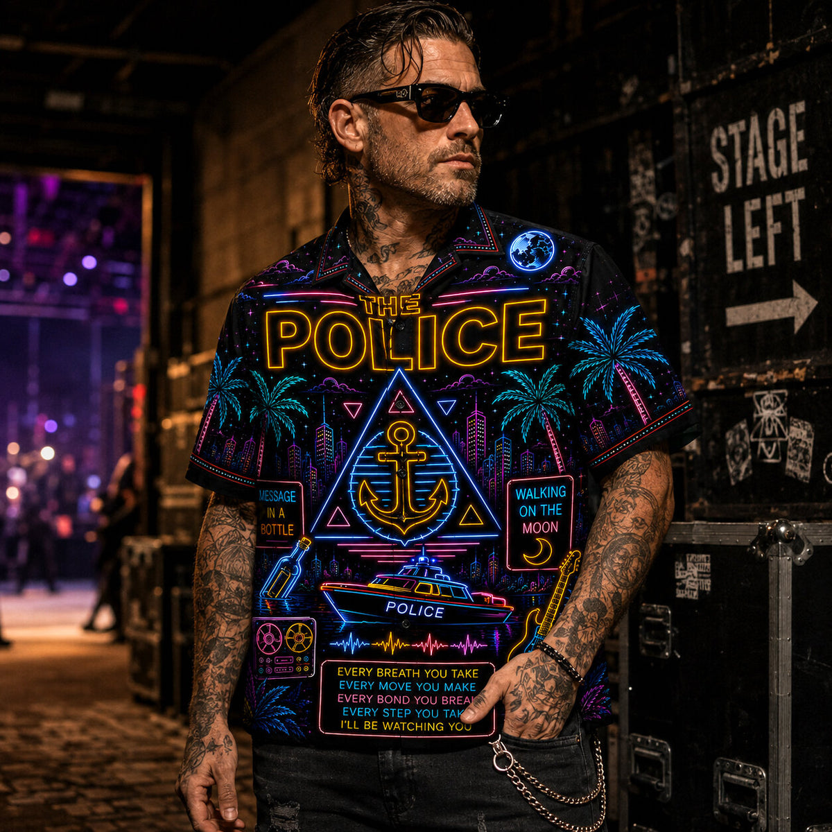 The Police Hawaiian Shirt, Every Breath You Take Button Up, Synchronicity New Wave Fan Gift