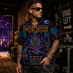 The Police Hawaiian Shirt, Every Breath You Take Button Up, Synchronicity New Wave Fan Gift