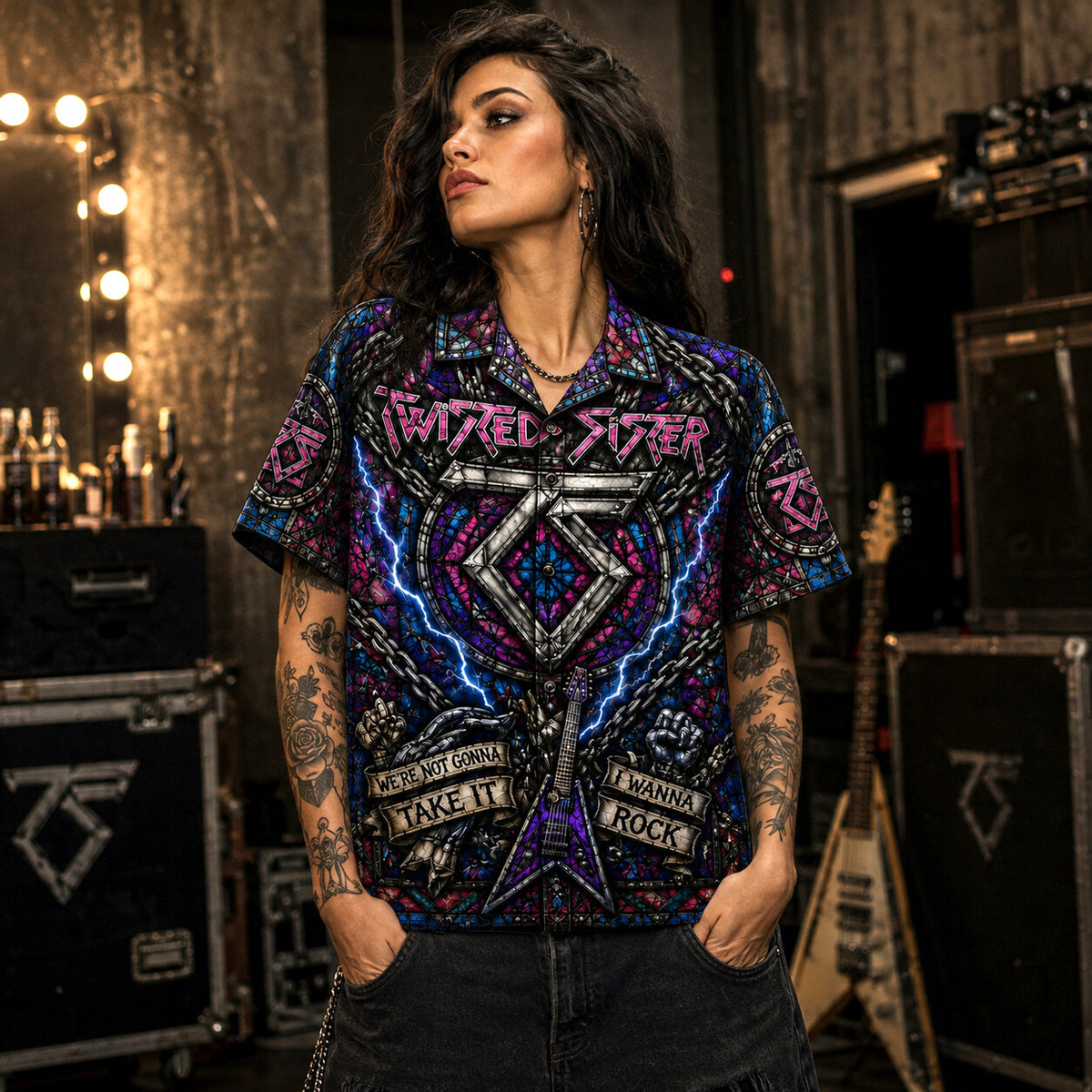 Twisted Sister Hawaiian Shirt, Stay Hungry Glam Metal Button Up, Were Not Gonna Take It Fan Gift