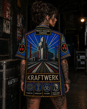 Kraftwerk Hawaiian Shirt, Autobahn Electronic Button Up, The Robots Synth Music Fan Gift