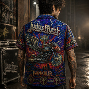 Judas Priest Hawaiian Shirt, Painkiller British Metal Button Up, Breaking the Law Fan Gift