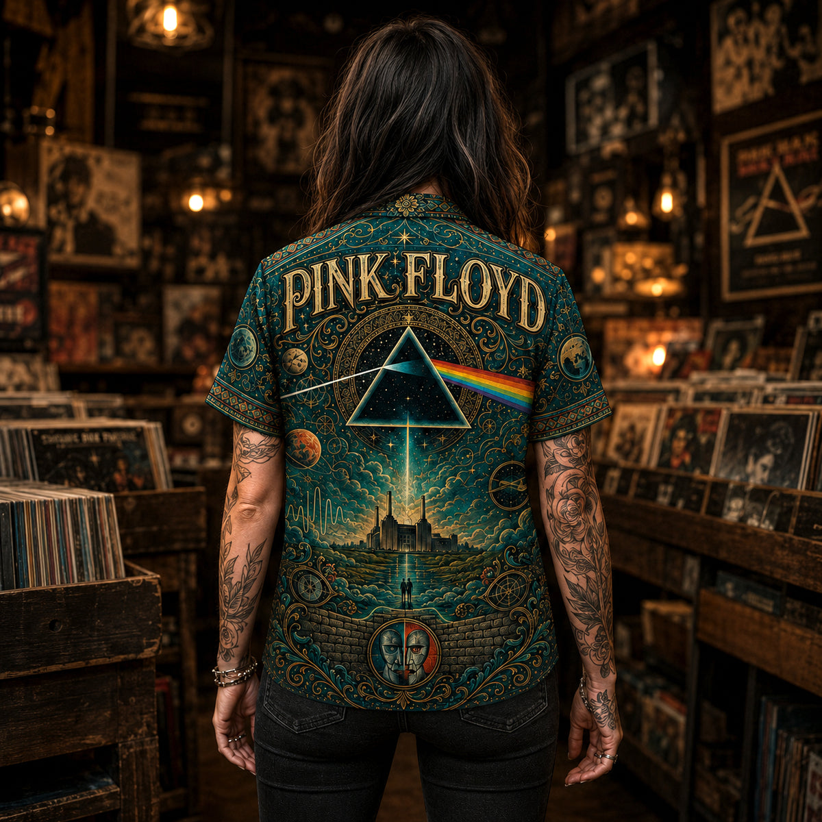 Pink Floyd Hawaiian Shirt, Animals Era Button Up, Psychedelic Rock Collector Gift