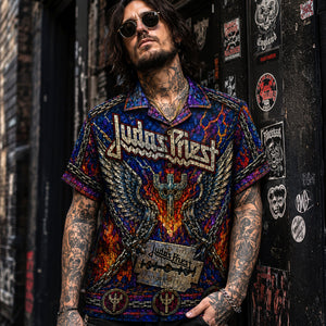 Judas Priest Hawaiian Shirt, Painkiller British Metal Button Up, Breaking the Law Fan Gift