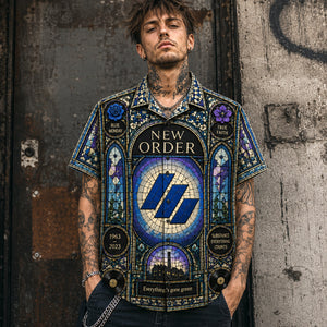 New Order Hawaiian Shirt, Blue Monday New Wave Button Up, Manchester Synth Music Fan Gift