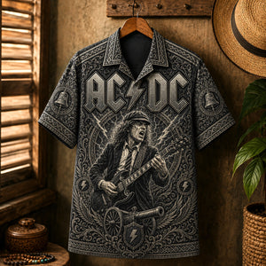 AC/DC Hawaiian Shirt, TNT Hard Rock Button Up, High Voltage Collector Gift