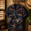 Pink Floyd Hawaiian Shirt, Time Psychedelic Rock Button Up, Dark Side Music Fan Gift