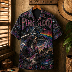 Pink Floyd Hawaiian Shirt, Time Psychedelic Rock Button Up, Dark Side Music Fan Gift