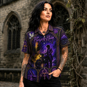 Purple Rain Hawaiian Shirt, Iconic Music Artwork Button Up, Rock Culture Fan Gift