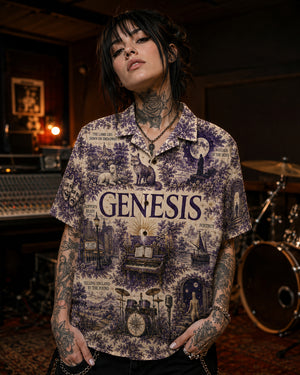 Genesis Hawaiian Shirt, Invisible Touch Prog Pop Button Up, Phil Collins Era Fan Gift