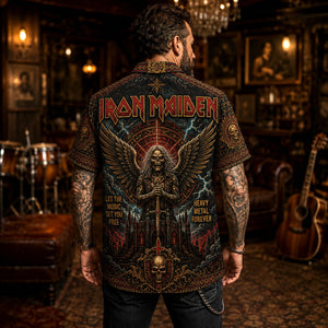 Iron Maiden Hawaiian Shirt, Fear of the Dark Button Up, British Metal Collector Gift
