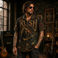 Rush Hawaiian Shirt, Fly by Night Prog Button Up, Classic Trio Music Fan Gift