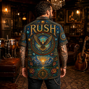 Rush Hawaiian Shirt, Signals Era Prog Button Up, Subdivisions Rock Fan Gift
