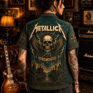 Metallica Hawaiian Shirt, And Justice for All Button Up, One Metal Music Fan Gift