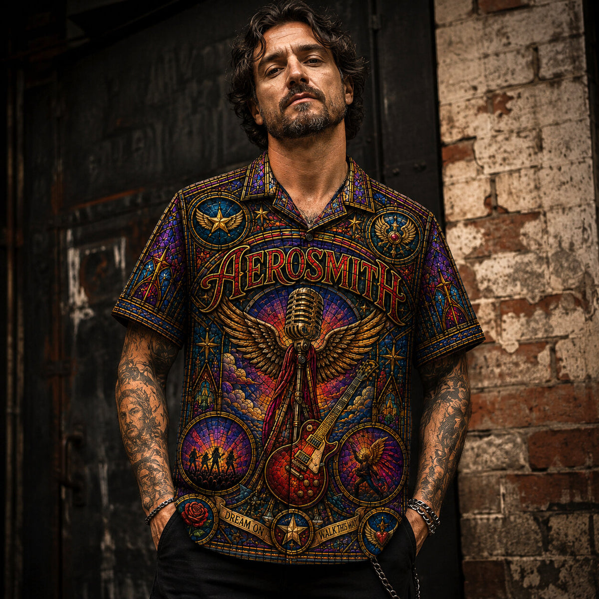 Aerosmith Hawaiian Shirt, Dream On Classic Rock Button Up, Walk This Way Music Fan Gift