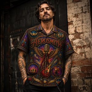 Aerosmith Hawaiian Shirt, Dream On Classic Rock Button Up, Walk This Way Music Fan Gift