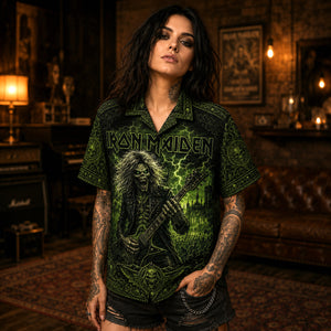Iron Maiden Hawaiian Shirt, Seventh Son Era Button Up, Moonchild Metal Fan Gift