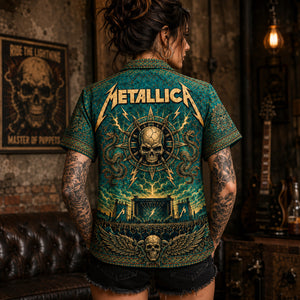 Metallica Hawaiian Shirt, Creeping Death Metal Button Up, Ride the Lightning Fan Gift