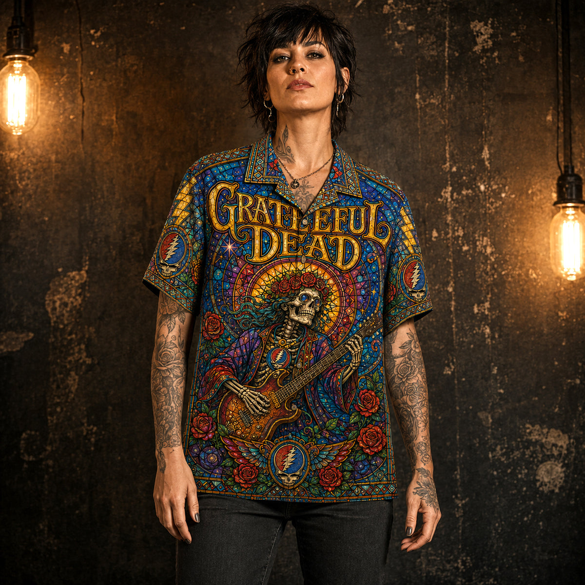 Grateful Dead Hawaiian Shirt, Workingmans Dead Button Up, Truckin Jam Band Fan Gift