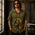 AC/DC Hawaiian Shirt, Hells Bells Button Up, Back in Black Music Fan Gift