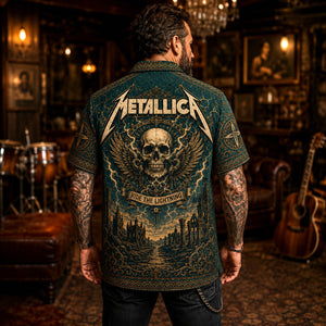 Metallica Hawaiian Shirt, And Justice for All Button Up, One Metal Music Fan Gift