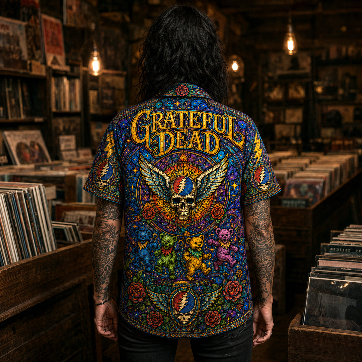 Grateful Dead Hawaiian Shirt, Workingmans Dead Button Up, Truckin Jam Band Fan Gift