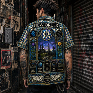 New Order Hawaiian Shirt, Blue Monday New Wave Button Up, Manchester Synth Music Fan Gift