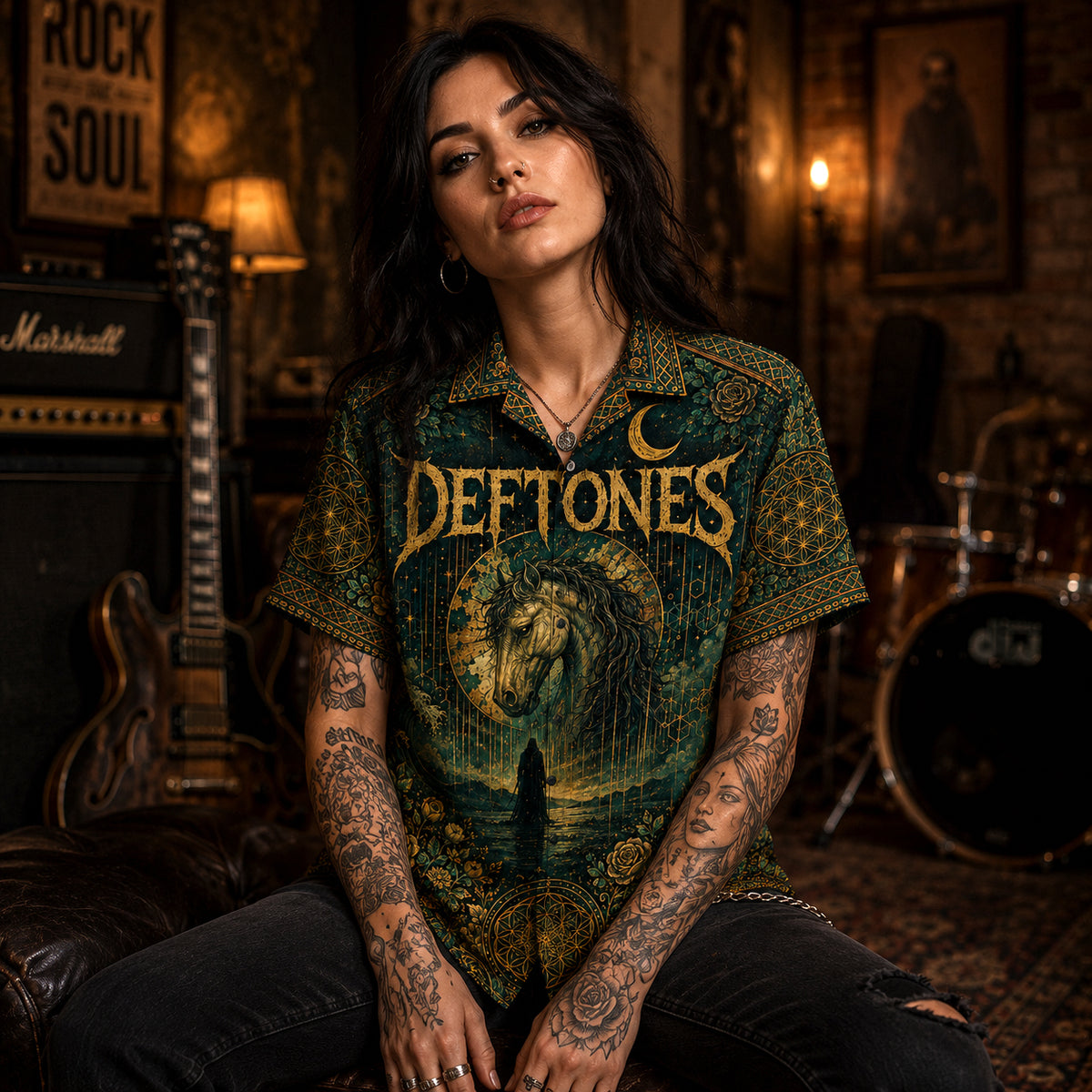 Deftones Hawaiian Shirt, Ohms Alternative Metal Button Up, Modern Heavy Music Fan Gift