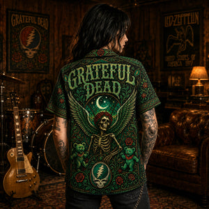 Grateful Dead Hawaiian Shirt, Steal Your Face Button Up, Jam Rock Collector Gift