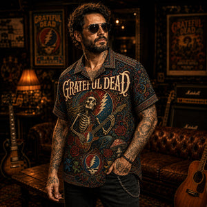 Grateful Dead Hawaiian Shirt, Touch of Grey Button Up, Deadhead Music Lover Gift