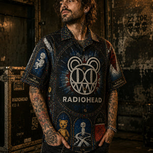 Radiohead Retro Kid A Modified Bear Hawaiian Shirt, OK Computer Alternative Rock Button Up, Kid A Music Collector Gift