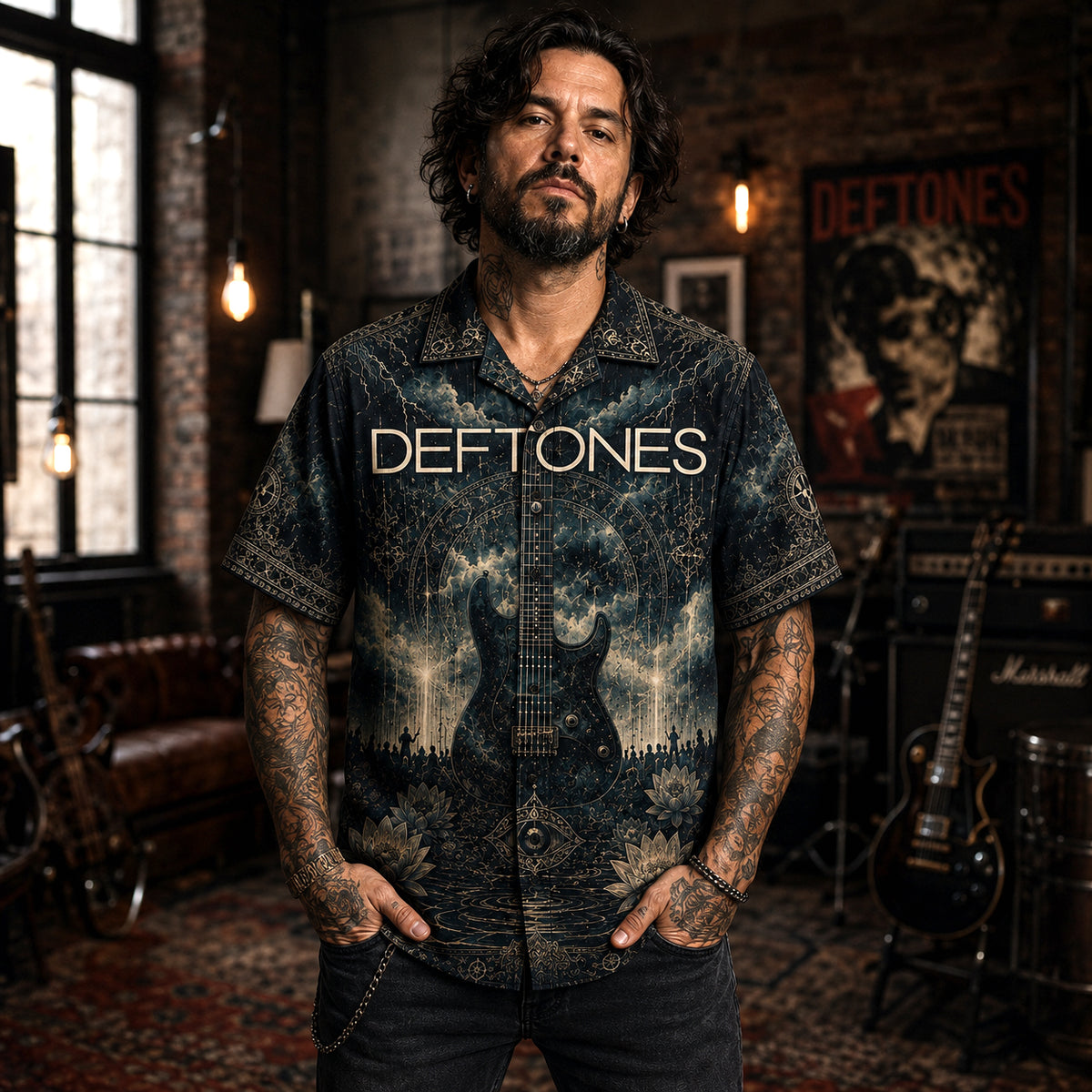 Deftones Hawaiian Shirt, Digital Bath Alt Rock Button Up, White Pony Music Fan Gift