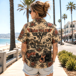 Van Halen Hawaiian Shirt, Jump Arena Rock Button Up, Eruption Guitar Music Fan Gift