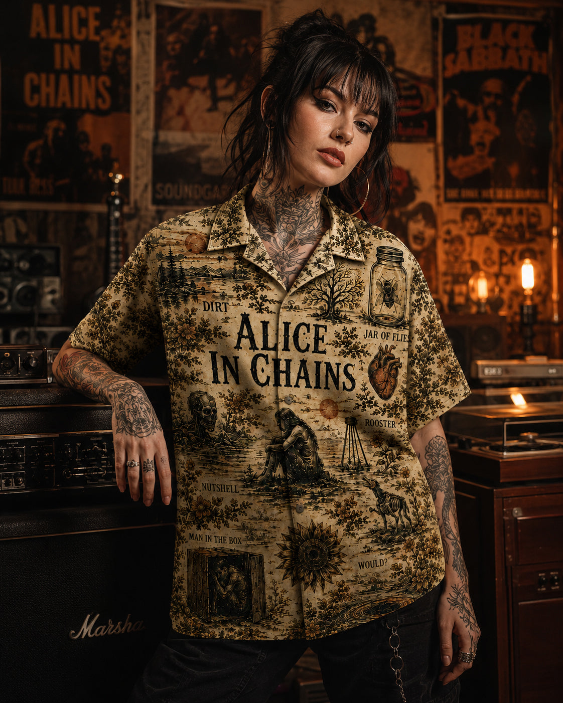 Alice in Chains The Dirt Is Buried Deep Hawaiian Shirt, Dirt Grunge Metal Button Up, Man in the Box Music Fan Gift